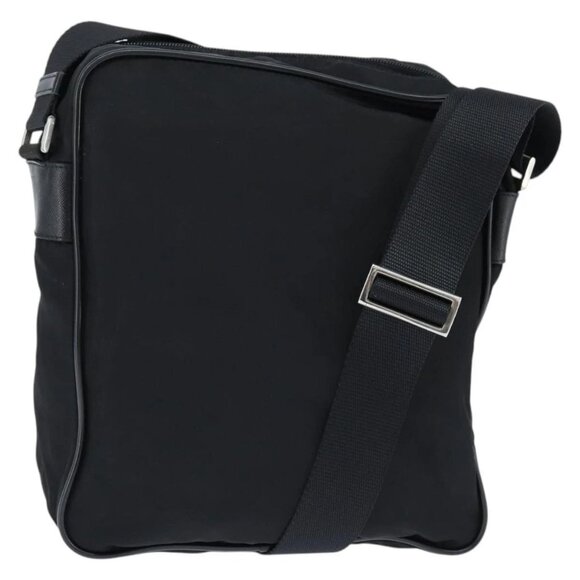 PRADA Shoulder Bag Nylon Black Silver Auth am9554 - Picture 1 of 16